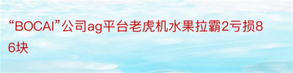 “BOCAI”公司ag平台老虎机水果拉霸2亏损86块